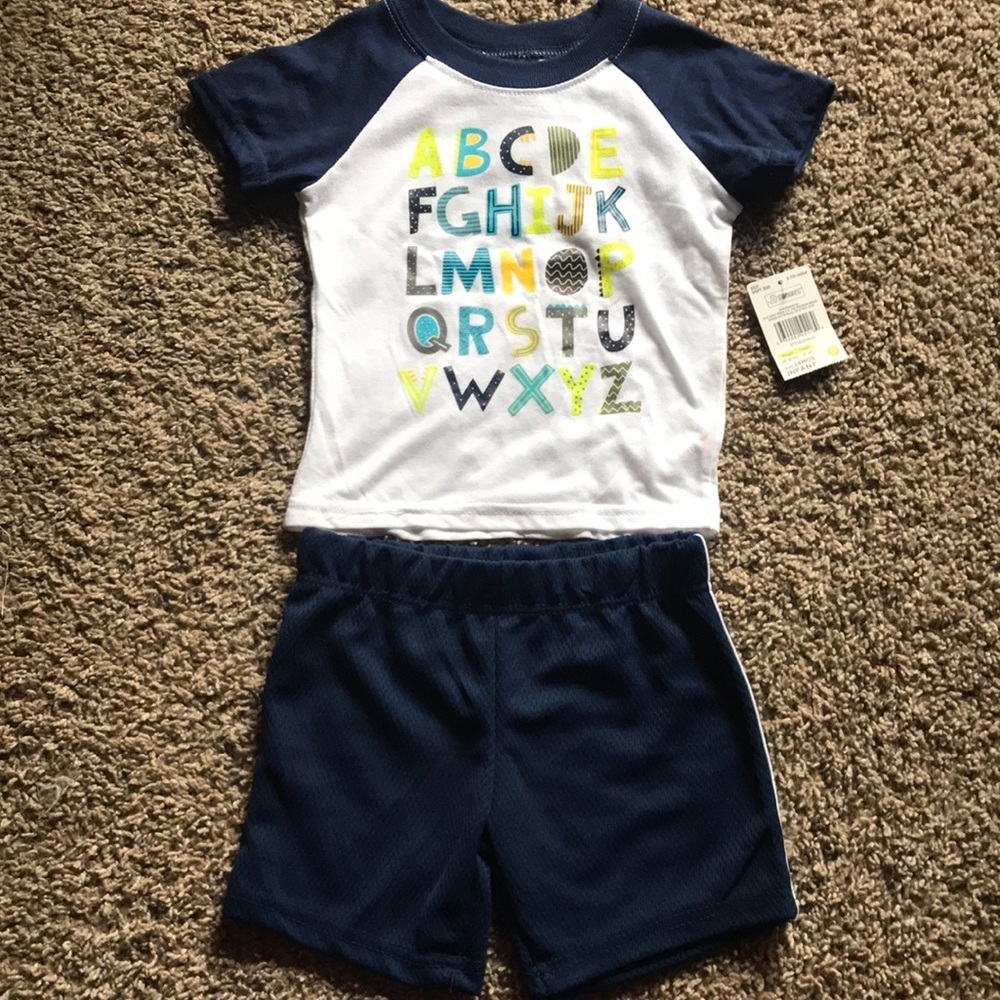 NWT Swiggles Matching ABC Short Sleeve Top and Blue Shorts Outfit
